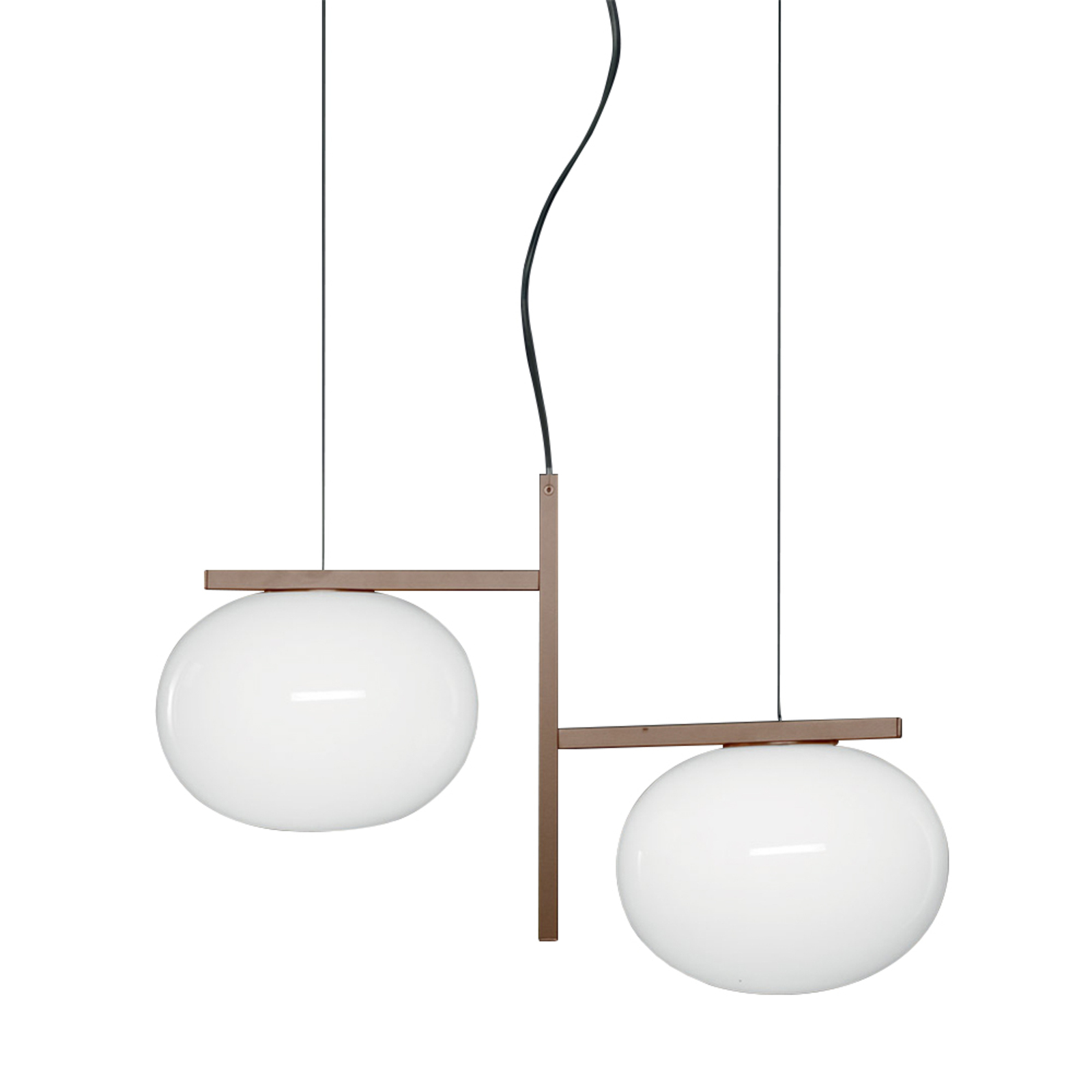 Oluce Alba - Hanging light with two glass shades