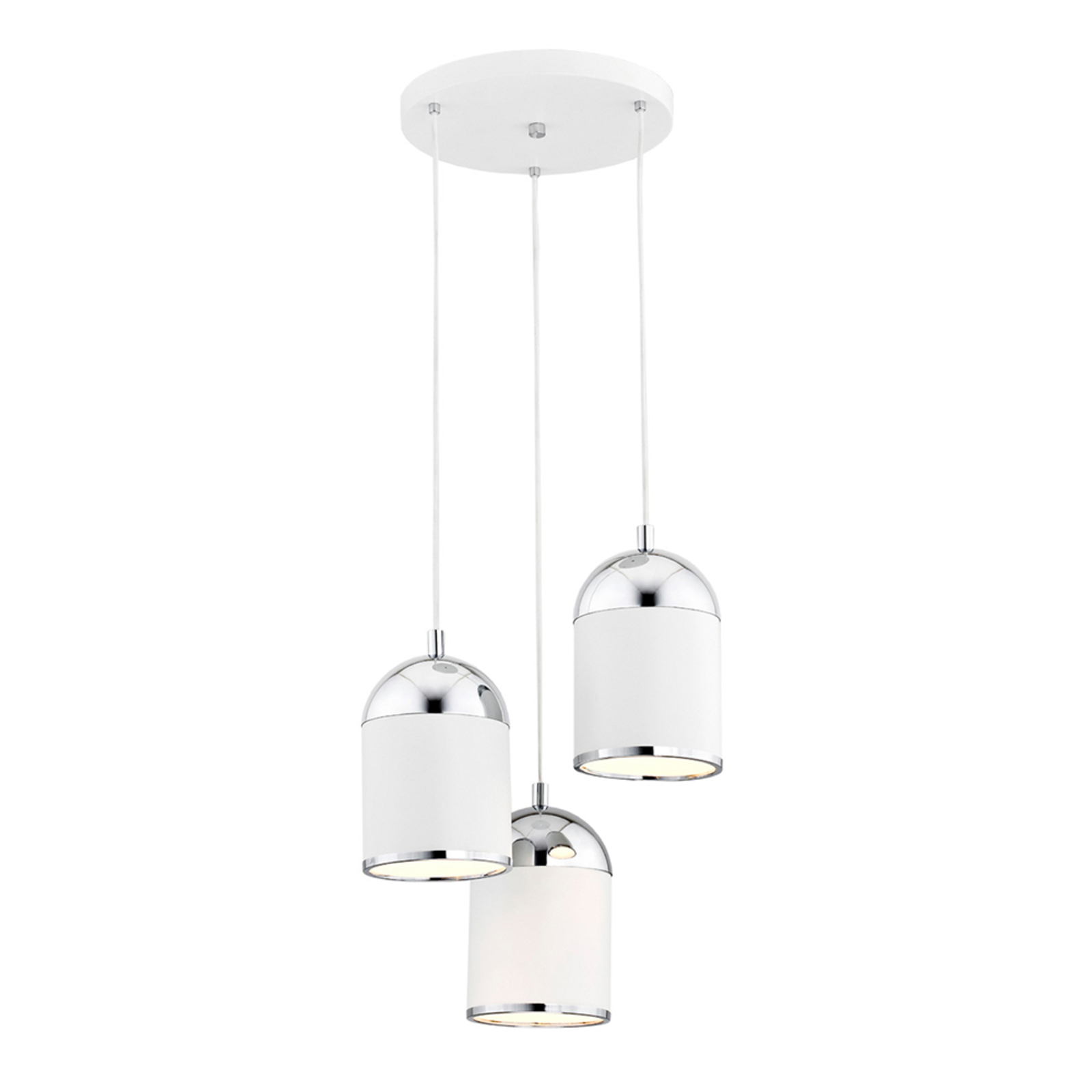 Anadia hanging light, three-bulb round, white