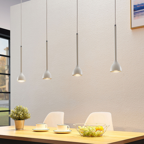 Suspension Nordwin, 4 lampes, blanc-argenté