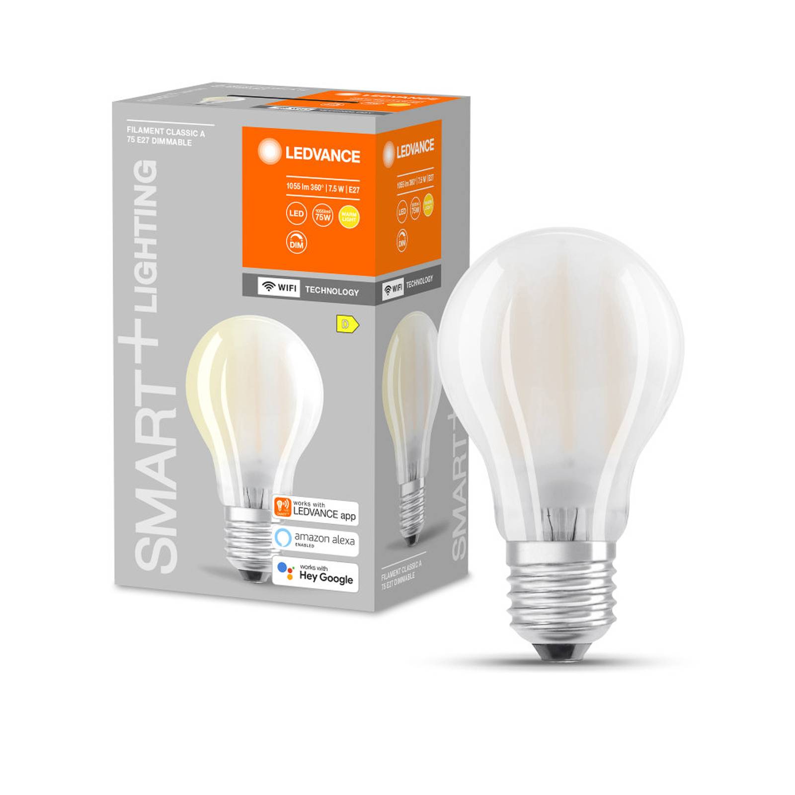 Ledvance Smart+ WiFi filament Classic E27 7.5W 827 - dimmable - White