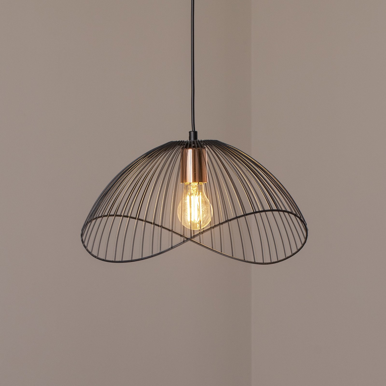 MODELSA Lampă suspendată Telma negru Ø 38 cm metal - Camera de zi / sufragerie - Modern - negru roz