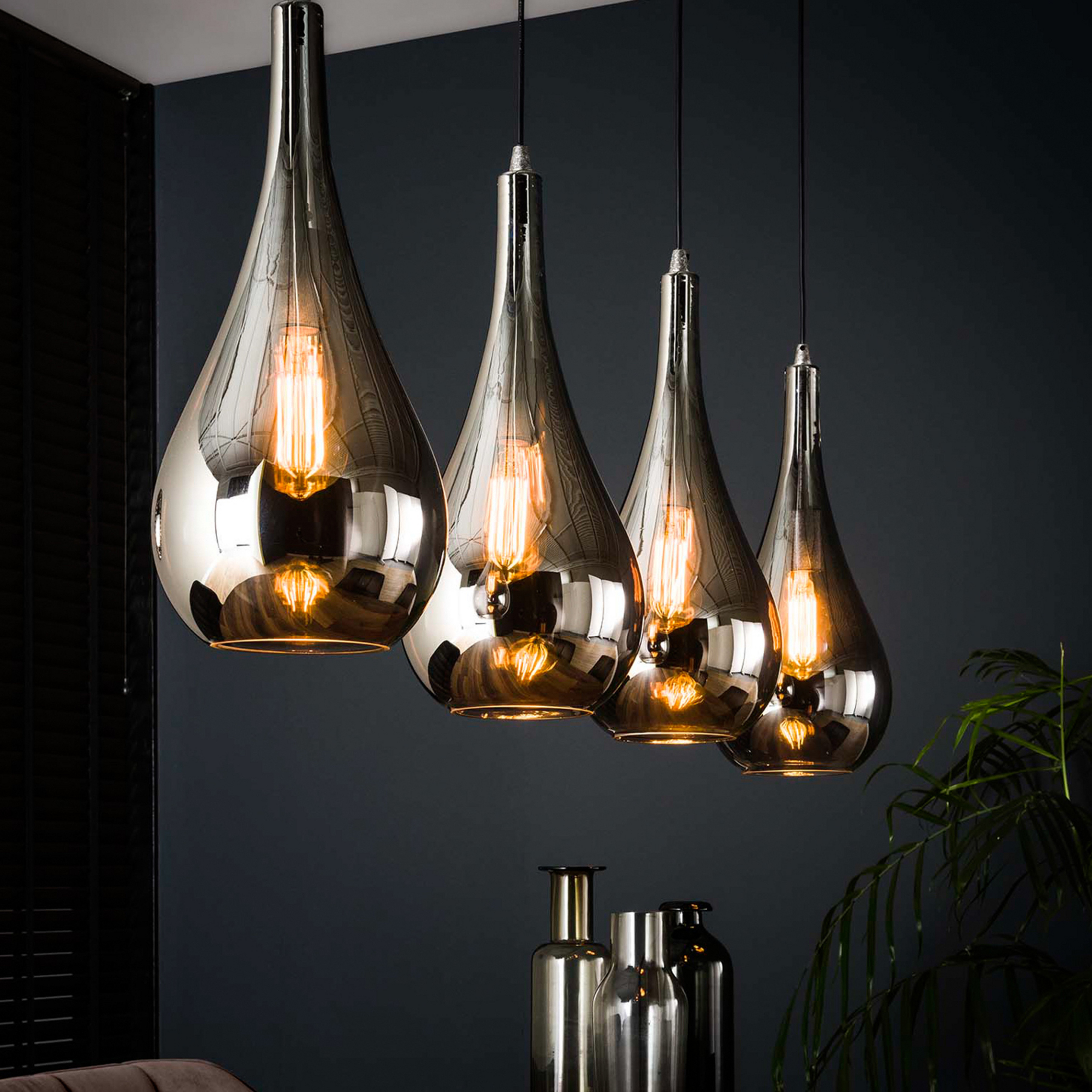 Sospensione van-Bergström gocce di vetro 4 luci