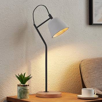 Lucande Otavis table lamp, concrete and wood