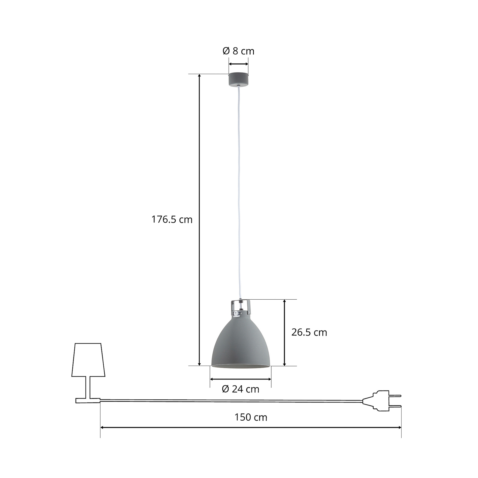 Jieldé Augustin A240 hanglamp grijs mat