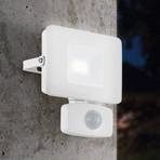 Faedo 3 LED outdoor spotlight, sensor, white, 10 W
