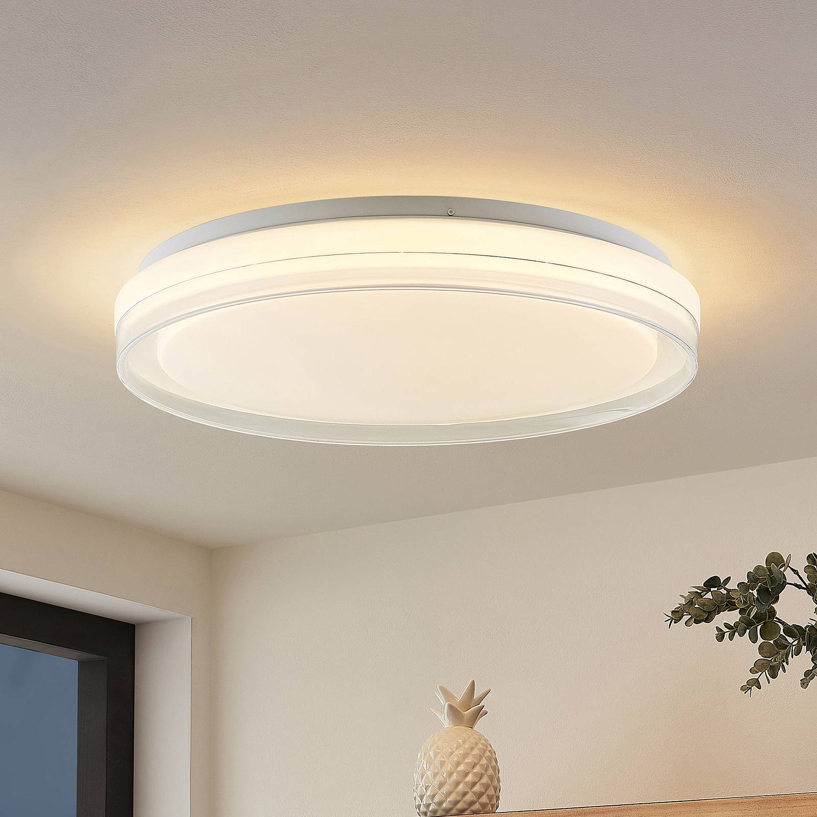 lindby - jalani lampa sufitowa led, cct, bia?a, do salonu / jadalni, ?elazo, pmma, 27w, wys. 11 cm