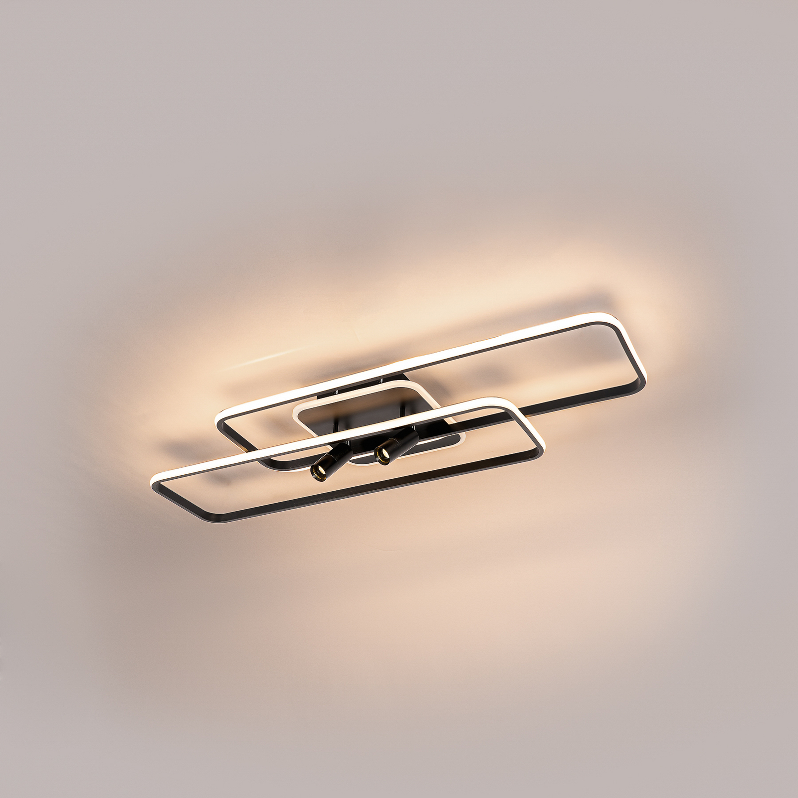 Lucande Tival -LED-kattovalaisin, pitkä, musta