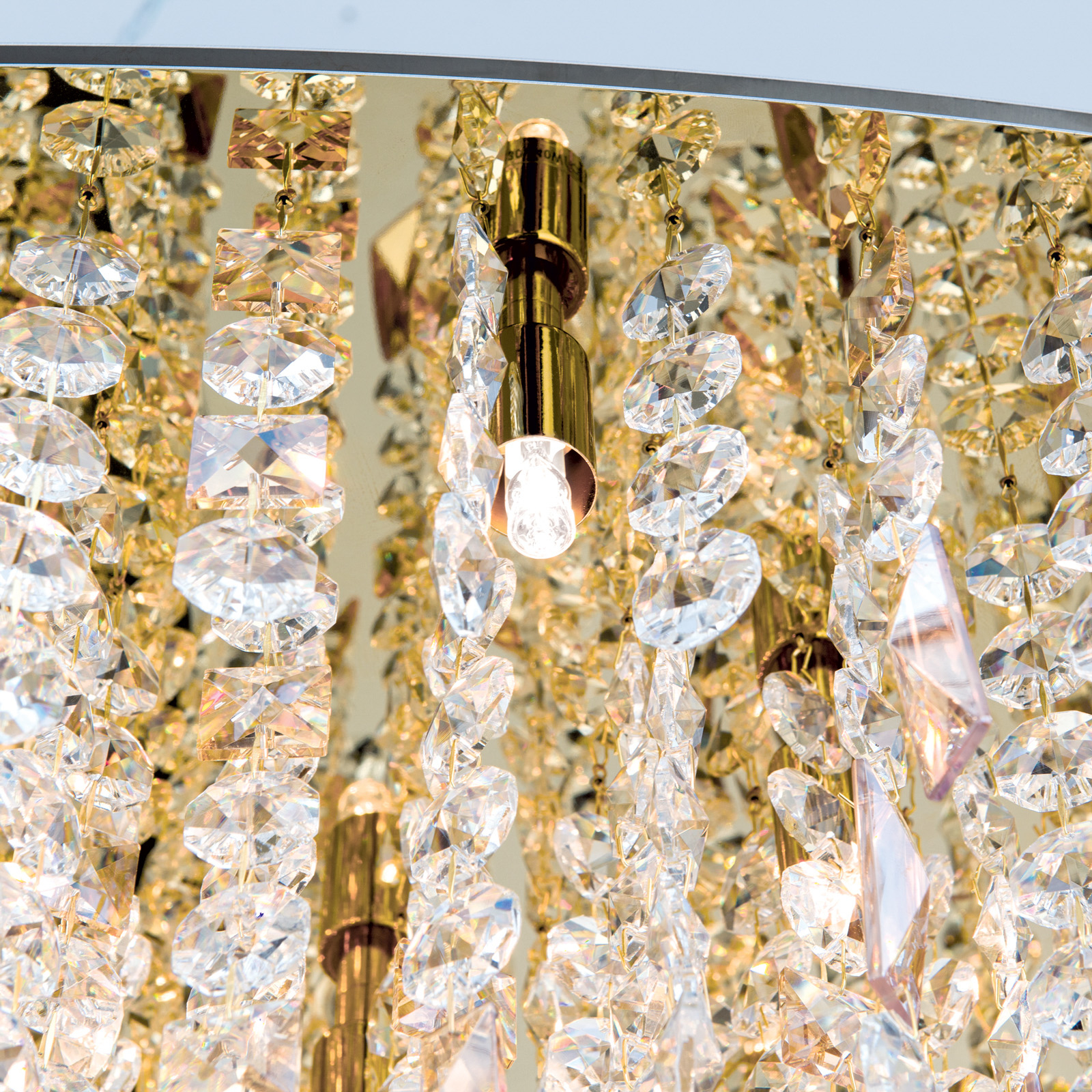 Lampada sospensione Crystalriver con cristalli oro