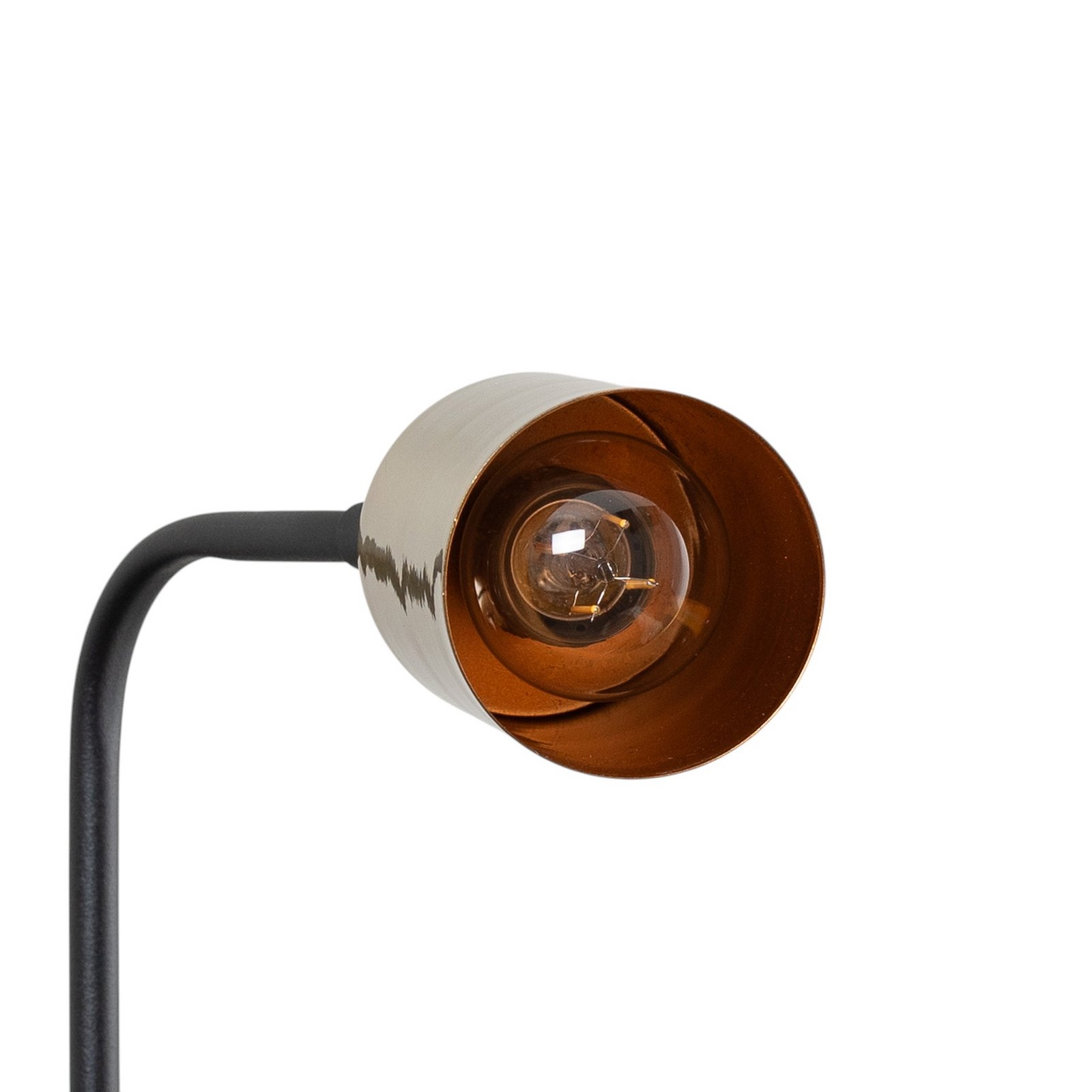 Lampe sur pied Emek 4081, noir, abat-jour or antique