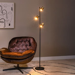 Vloerlamp Upton, hoogte 154 cm, zwart/rookgrijs, 3-lamps.