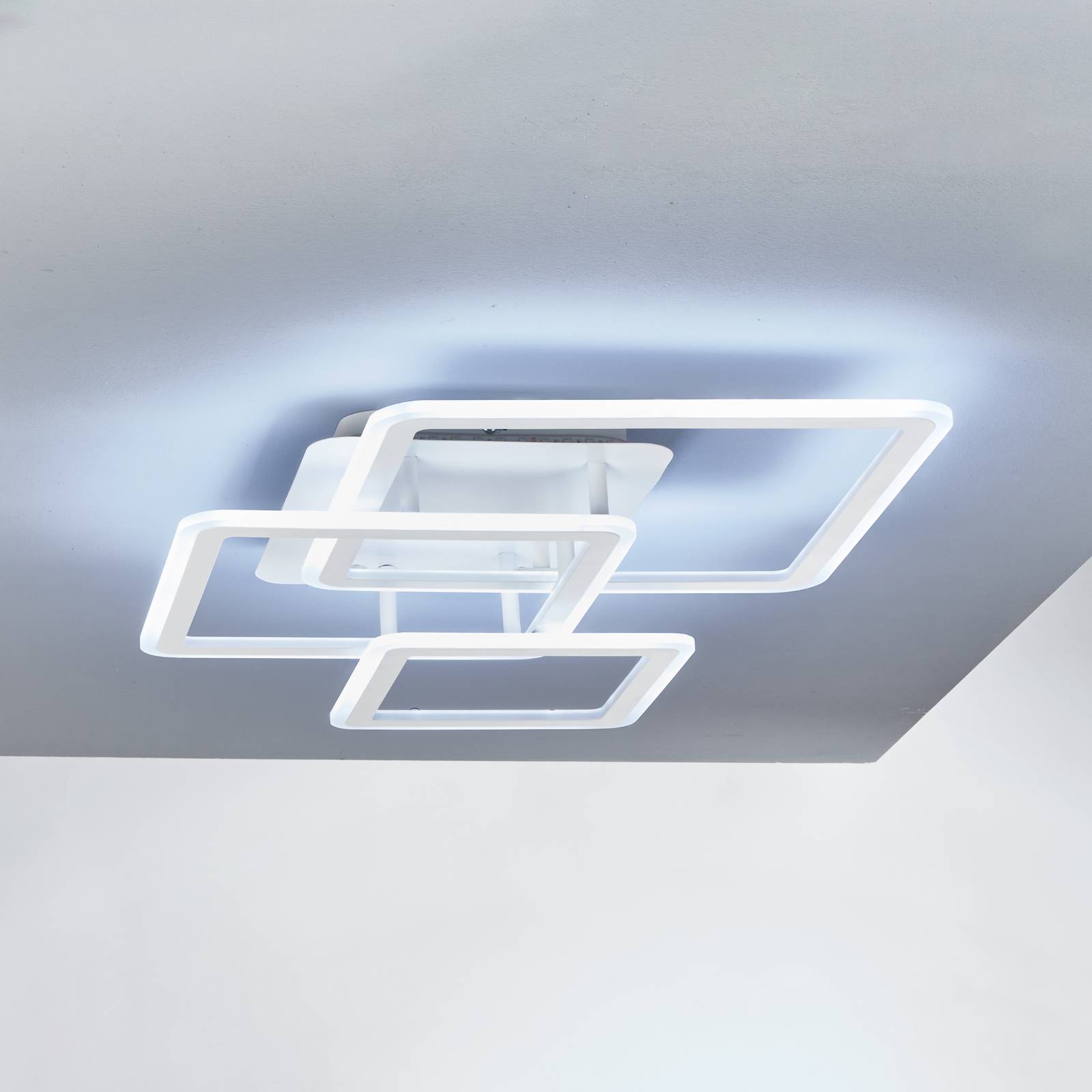 Lampa sufitowa LED Gelder, kolor piaskowo-biały, długość 65 cm, metalowa, RGBW,