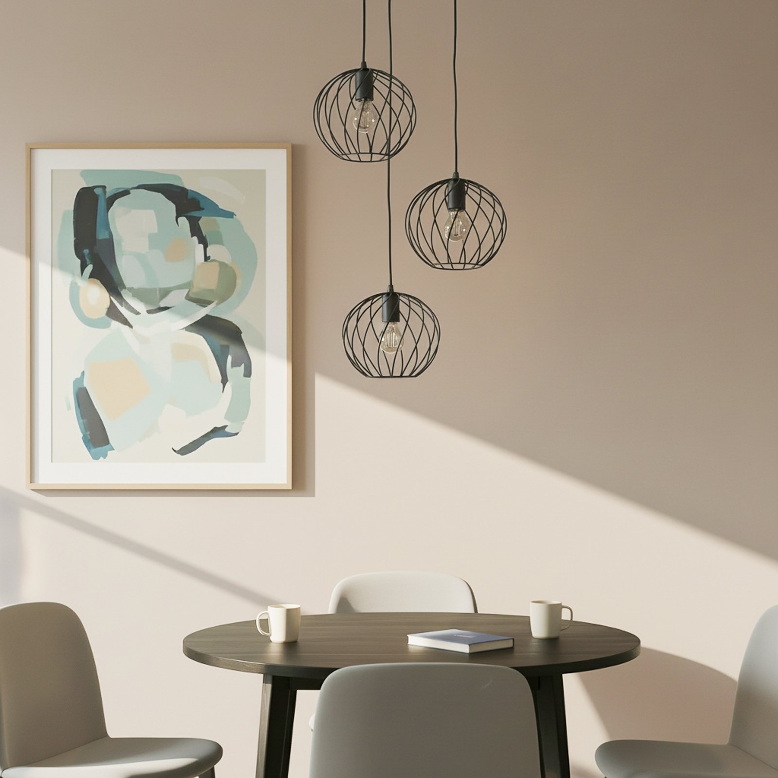Lindby pendant light Danika, round, Ø 50 cm, black, metal