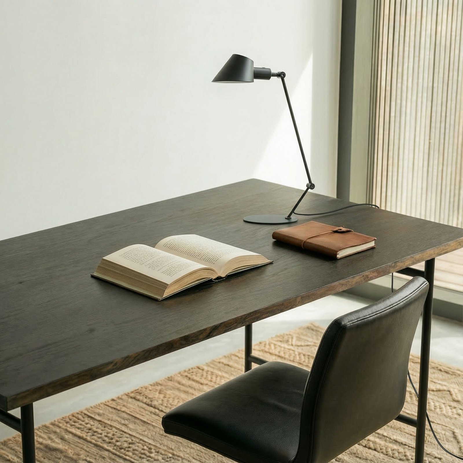 Lindby stolna lampa Corali, crna, metal, visina 64cm