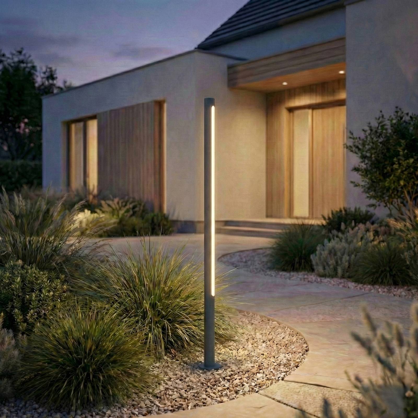 Lindby LED tuinpadverlichting Liravel, hoogte 115 cm, antraciet, IP65