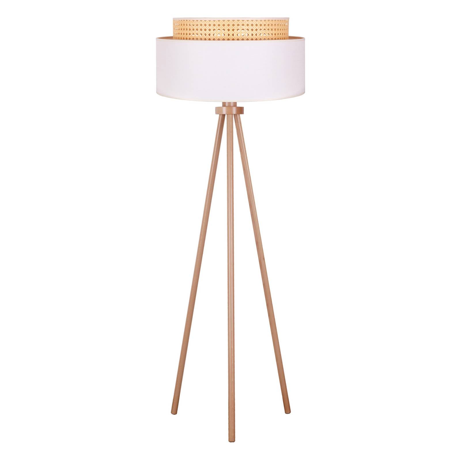 Stehleuchte Boho, Dreibein creme-weiß/rattan