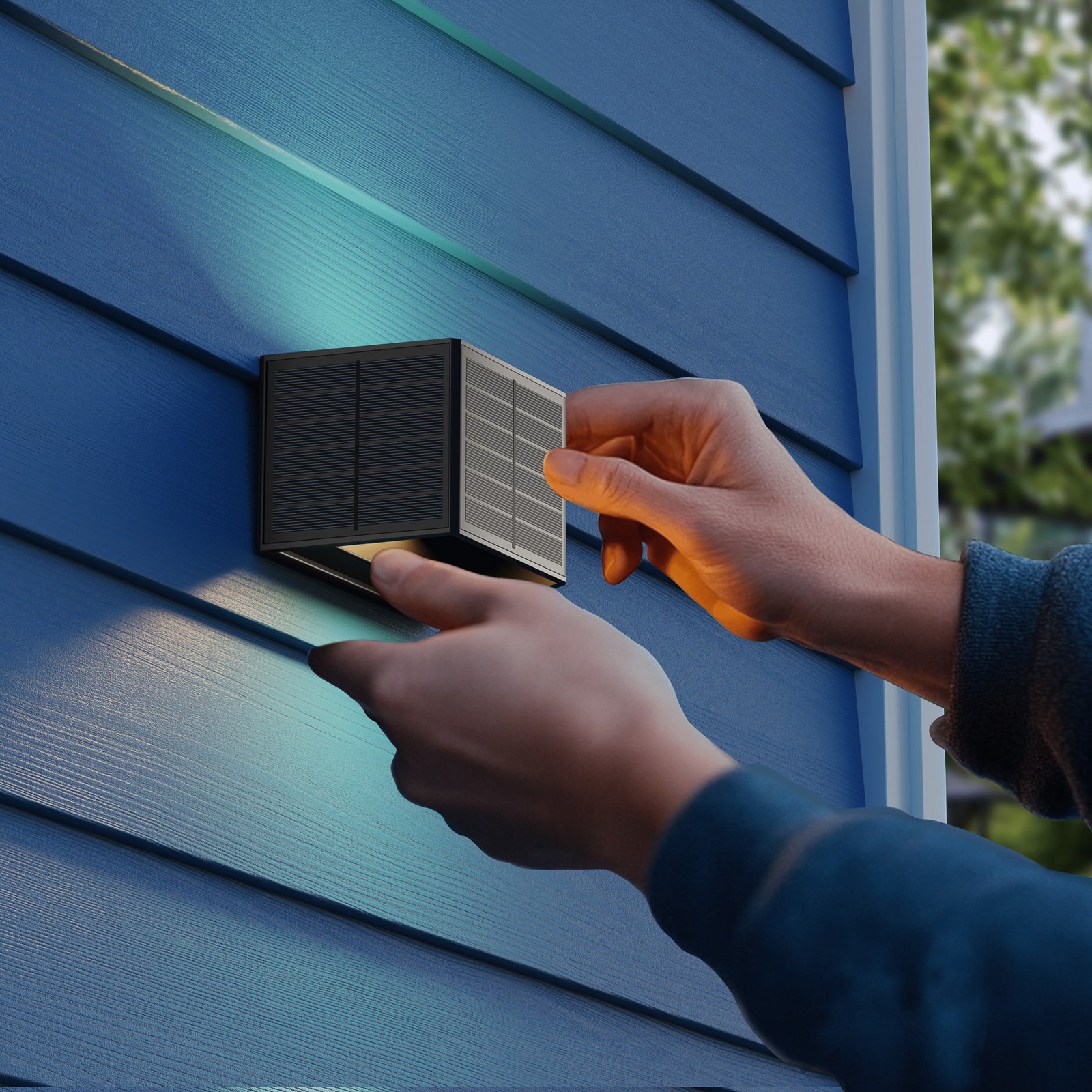 Calex Caserta solar LED outdoor wall light, up/down, black