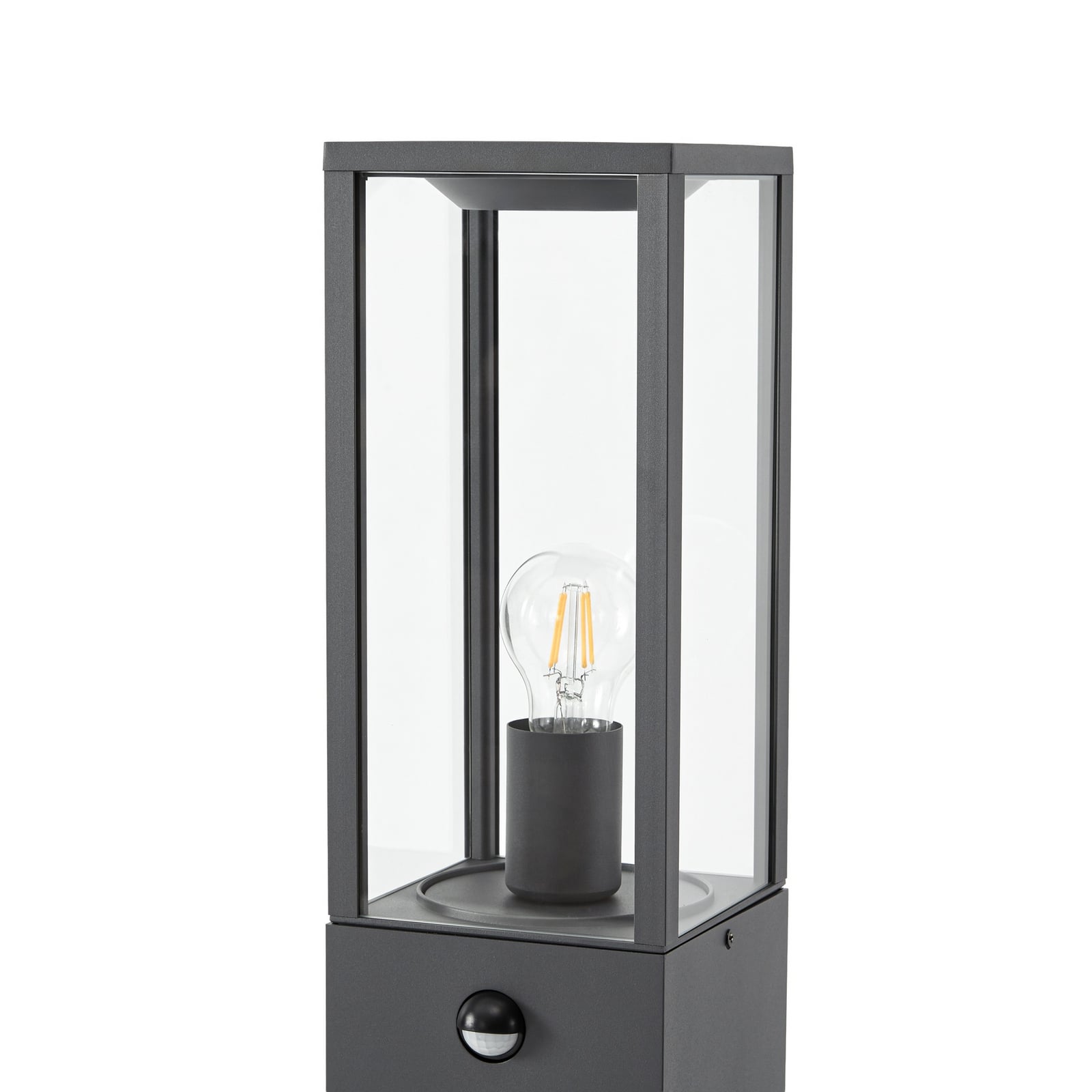 Bornes lumineuses Peldar, 80 cm, anthracite/transparent, capteur - Lindby