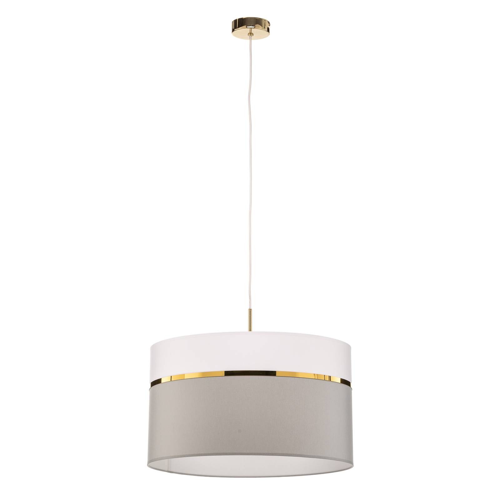 Suspension en tissu Long 1 lampe blanc/gris/laiton