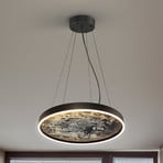 Akmens LED piekaramais gaismeklis, Ø 60 cm, CCT, melns, metāls, akrils