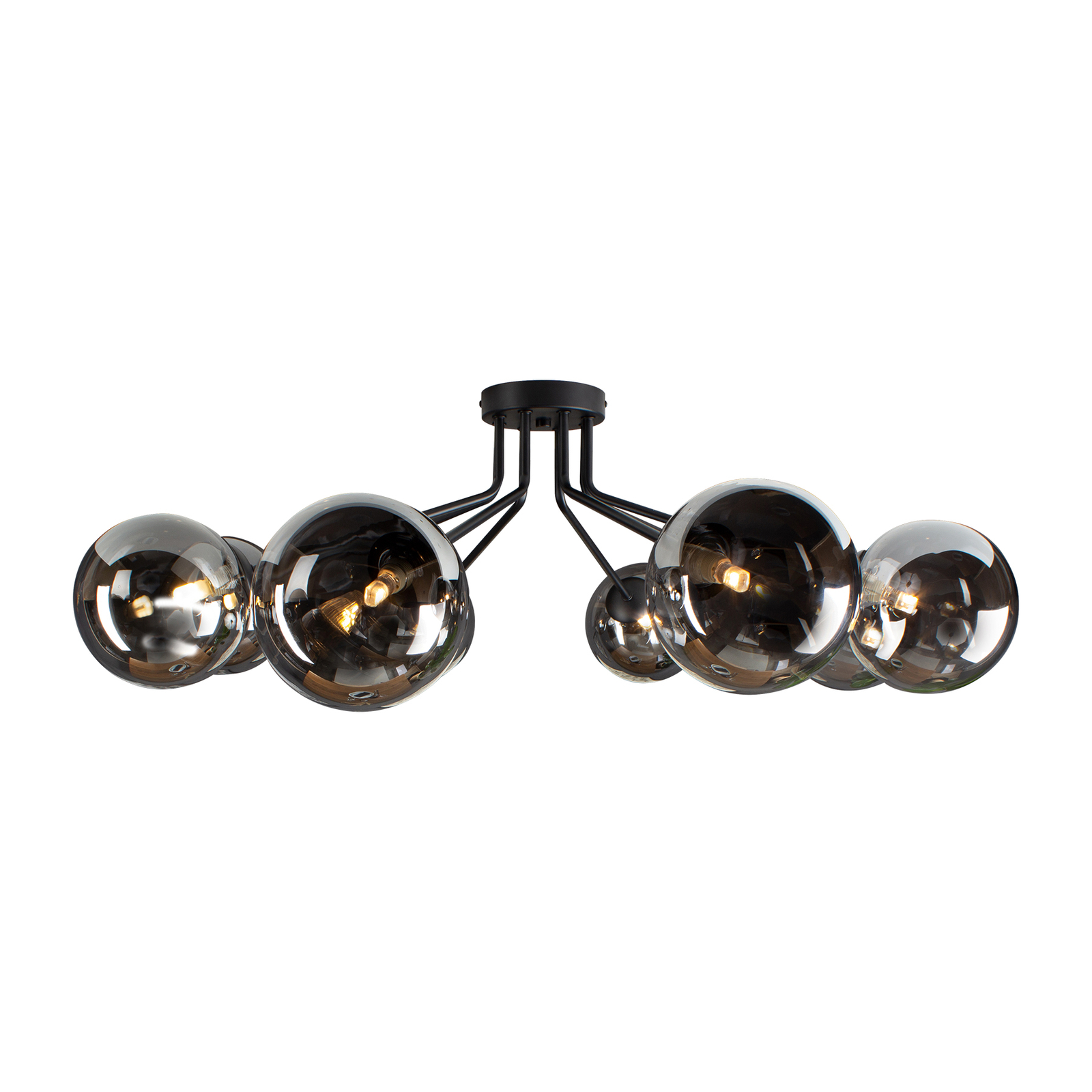 Lampa sufitowa Neptun czarna, osiem dymionych kul