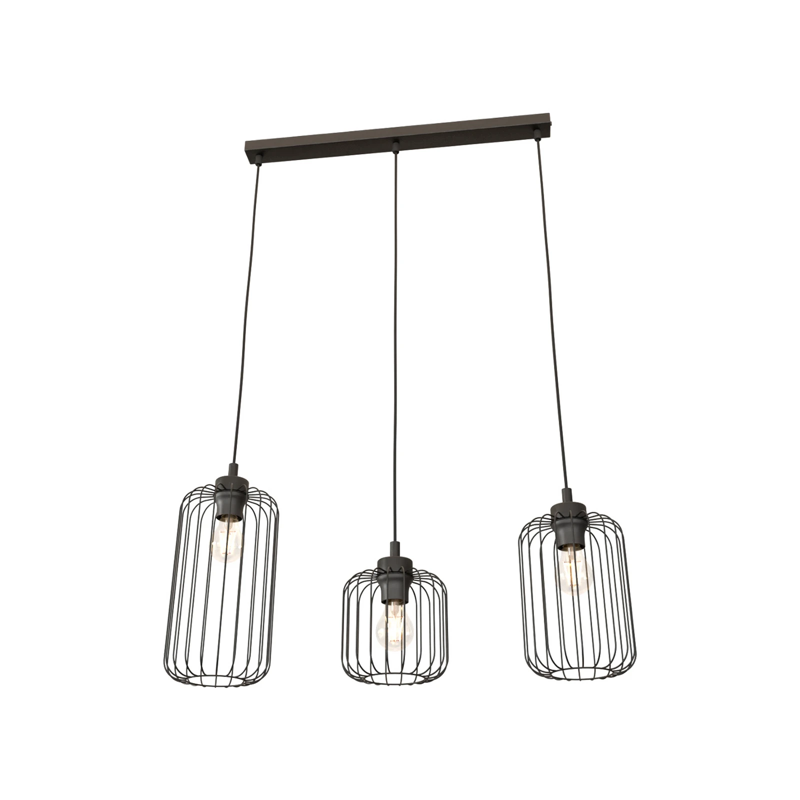 Riippuvalaisin Vander, 3-lamppuinen, 60 cm, musta, metalli, E27