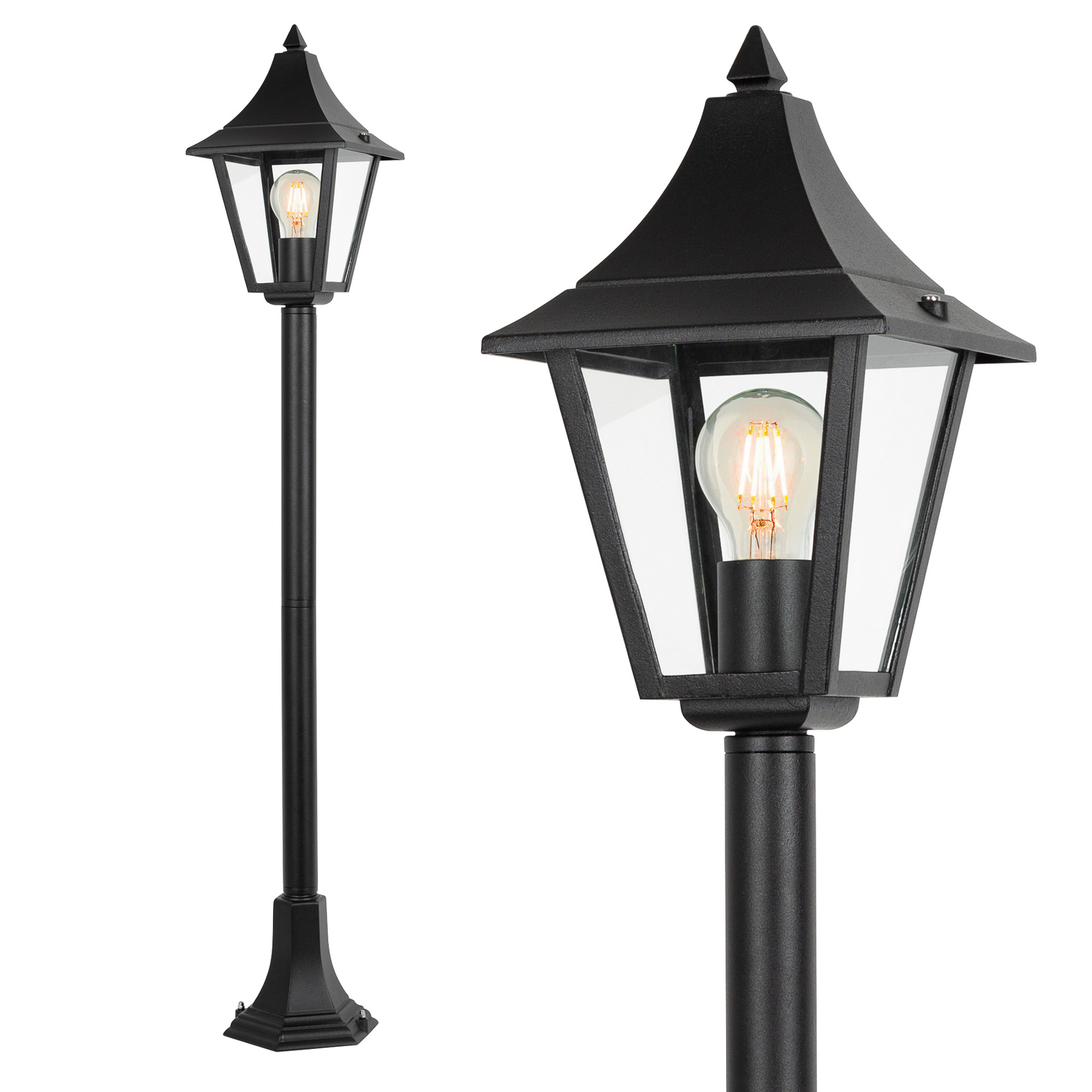 Borne lumineuse Livorno, IP44, noir/clair