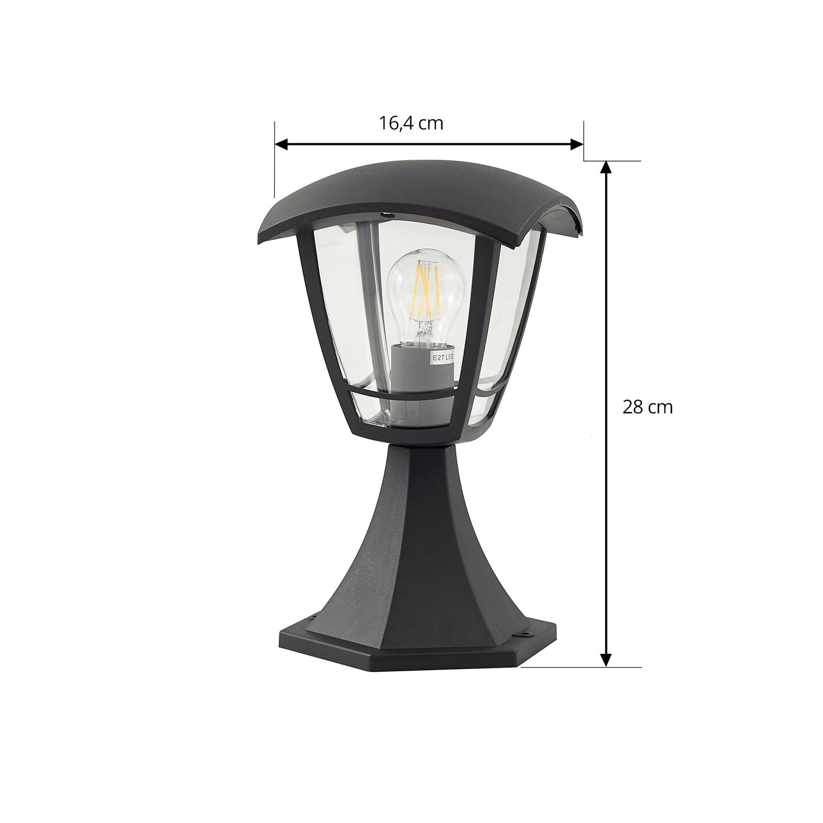 Podstavná lampa Lindby Isidoro, čierna, výška 28 cm, plast