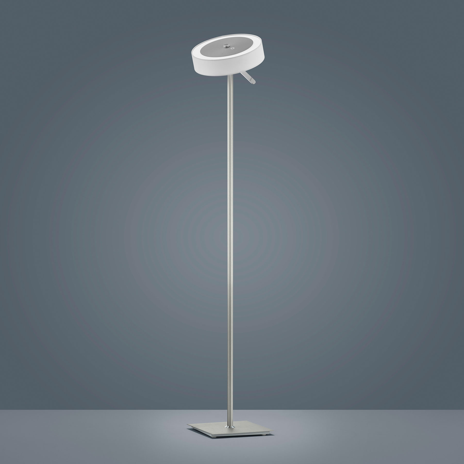 Helestra Bora LED floor lamp, white lampshade, for Living / Dining Room, fabric, metal, acrylic, 14 W, energy efficiency: A+, H: 135 cm