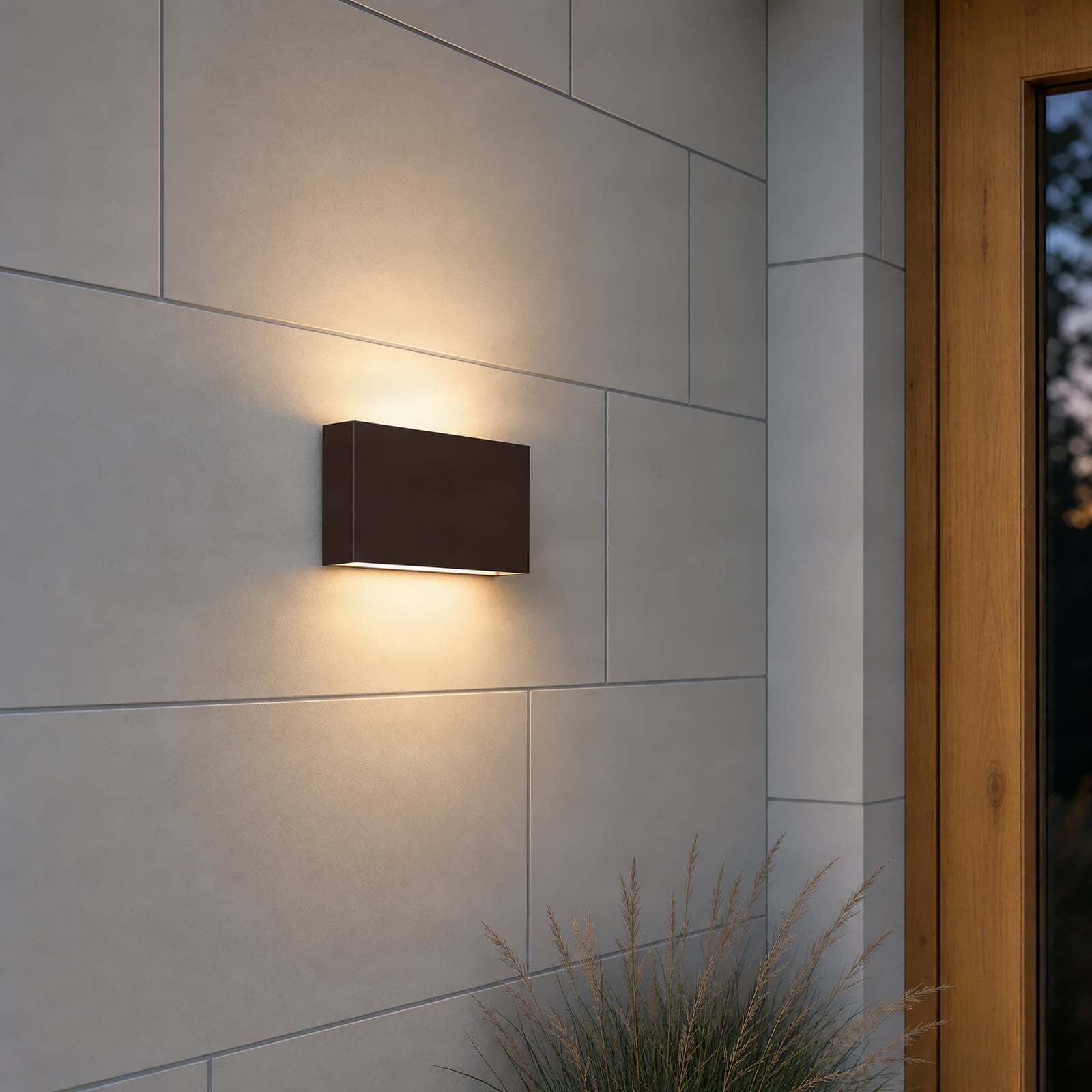 Kinkiet zewnętrzny LED Lucande Jarte, 20 cm, brązowy, IP65 Kinkiet zewnętrzny LED Lucande Jarte, 20 cm, brązowy, IP65