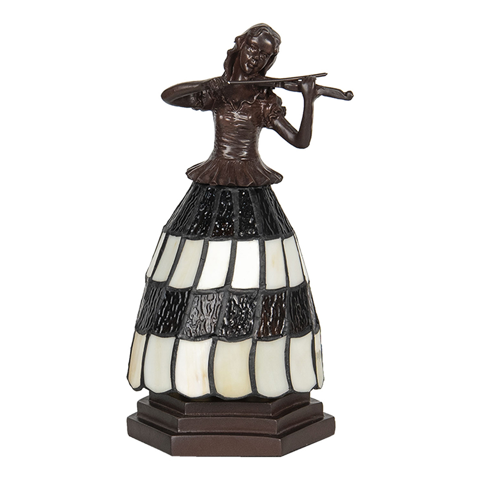 Настолна лампа 5LL-6047 Жена, стил Тифани, кафяво-бяла