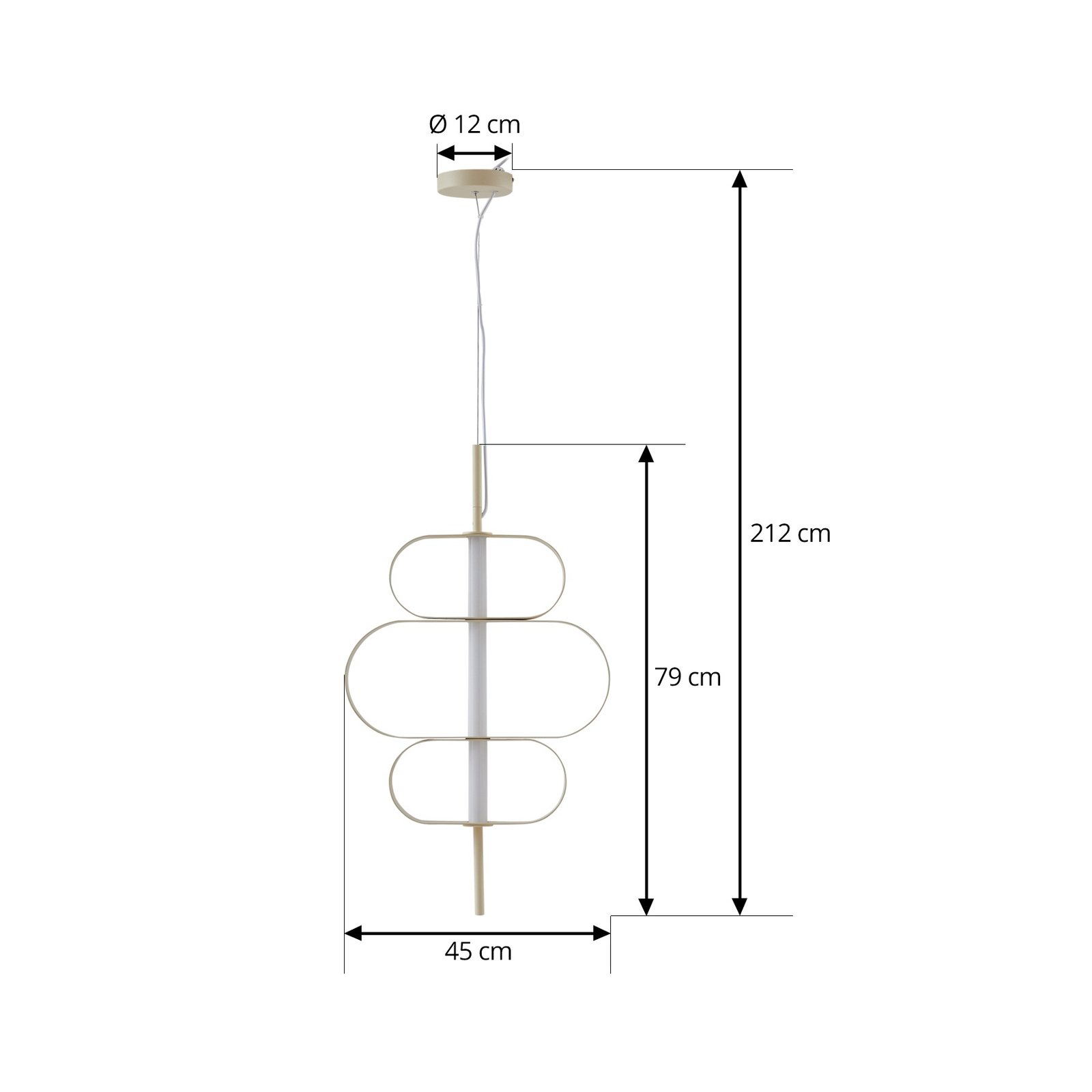 Lucande LED-pendel Audrina, beige, metall, dimbar