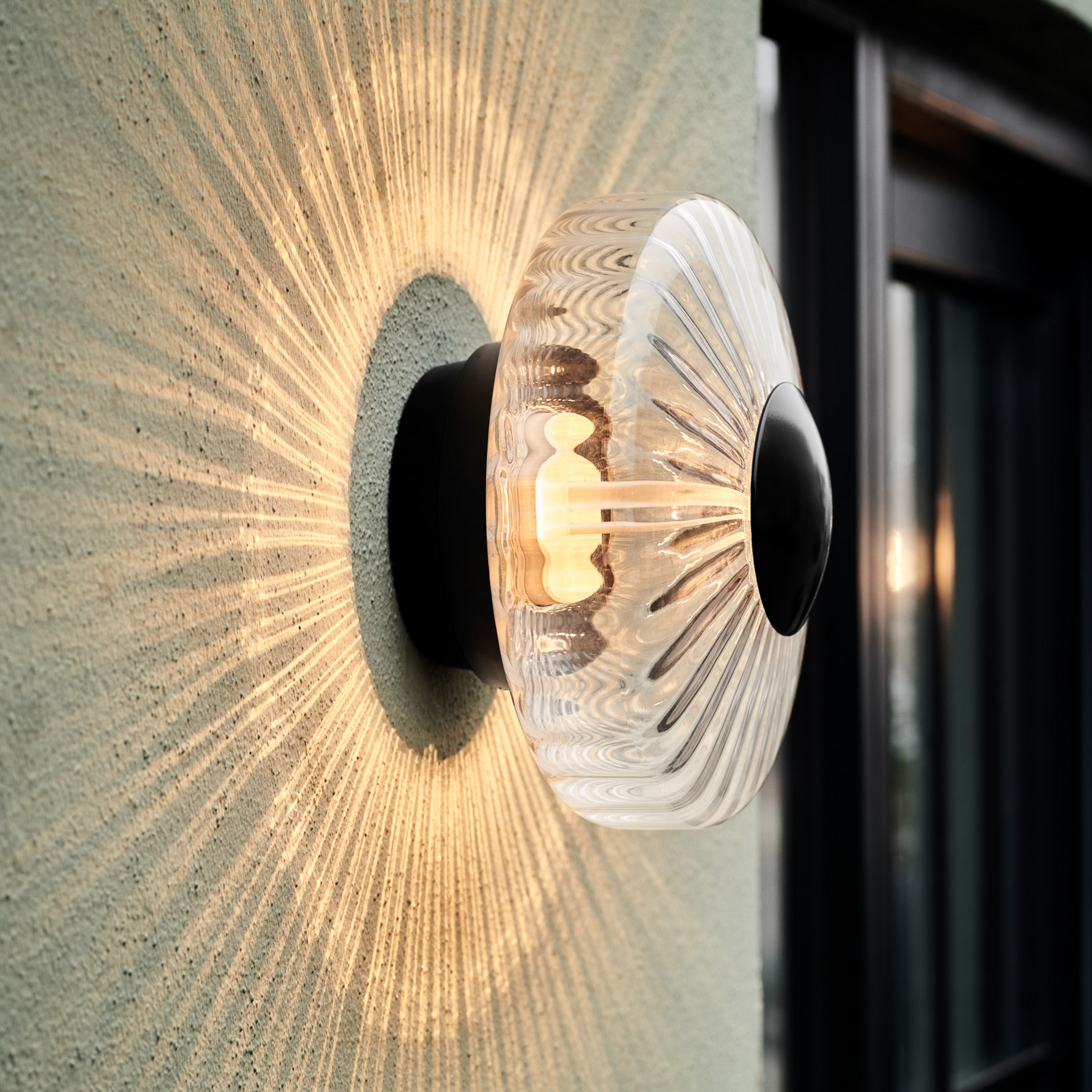 Applique d'extérieur LED New Wave Optic, verre, Ø 26 cm, IP65