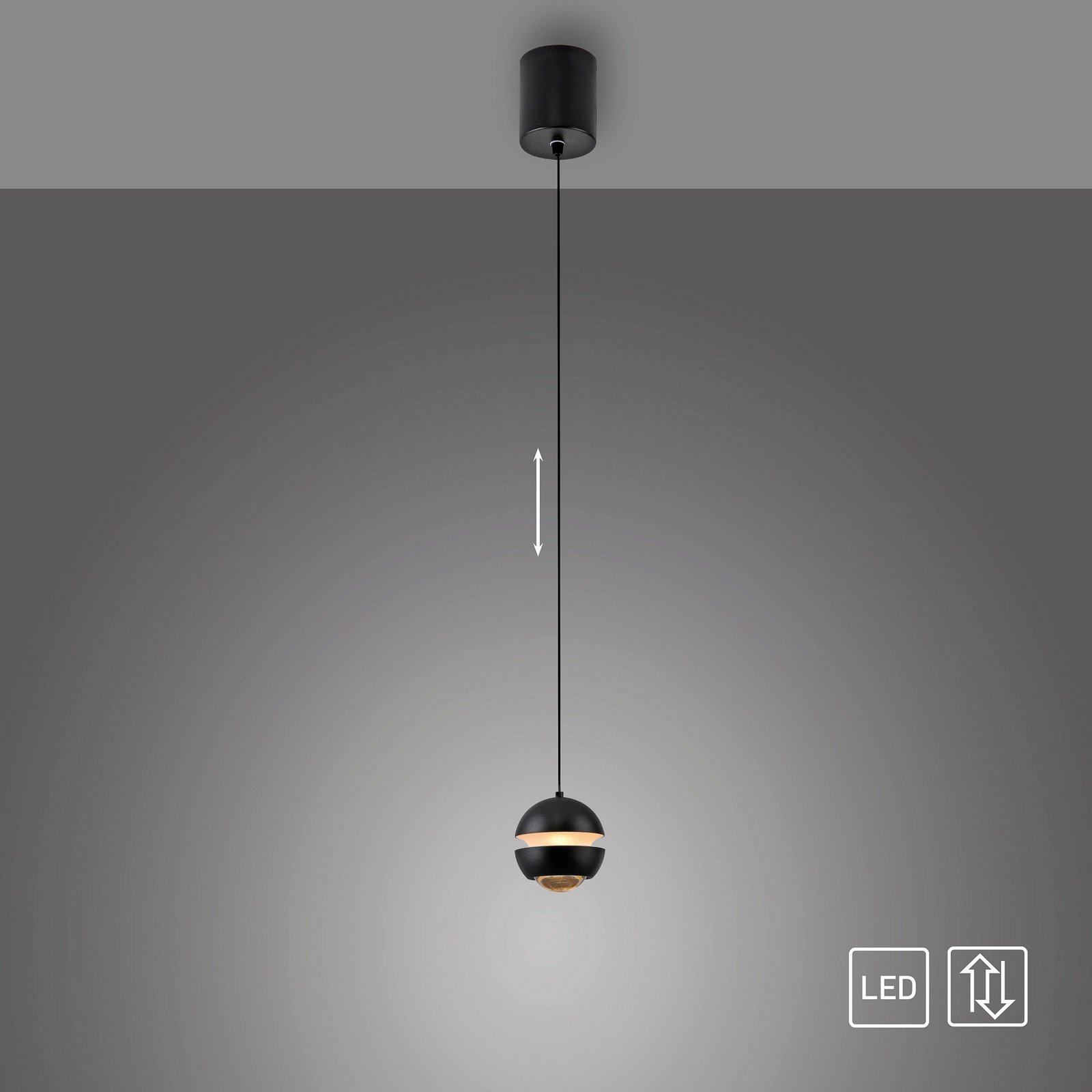 Schöner Wohnen LED piekaramā lampa Lini, melna, 1-fl., 3000K Schöner Wohnen LED piekaramā lampa Lini, melna, 1-fl., 3000K