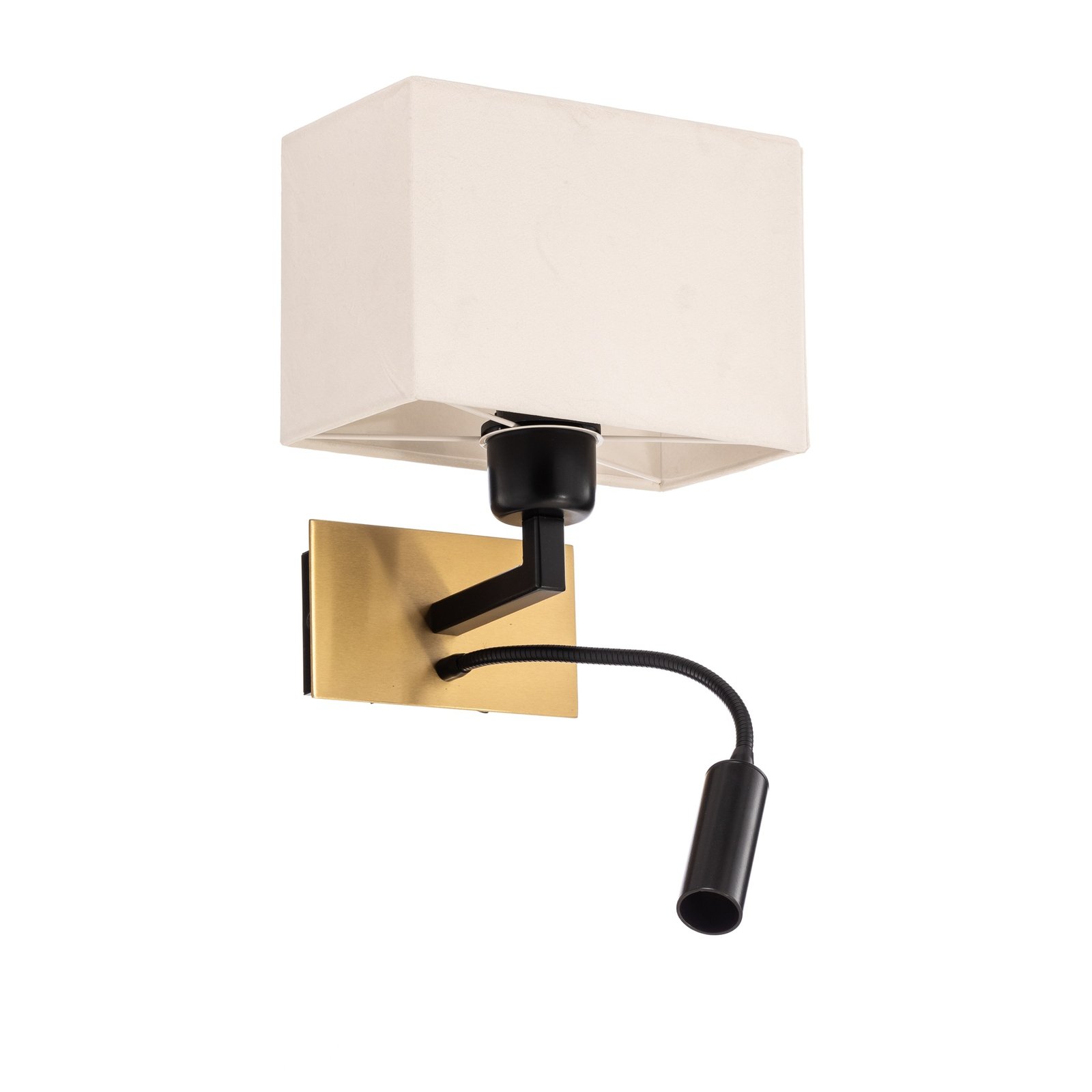 Wandlamp Harry, hoekig, messing/zwart/wit