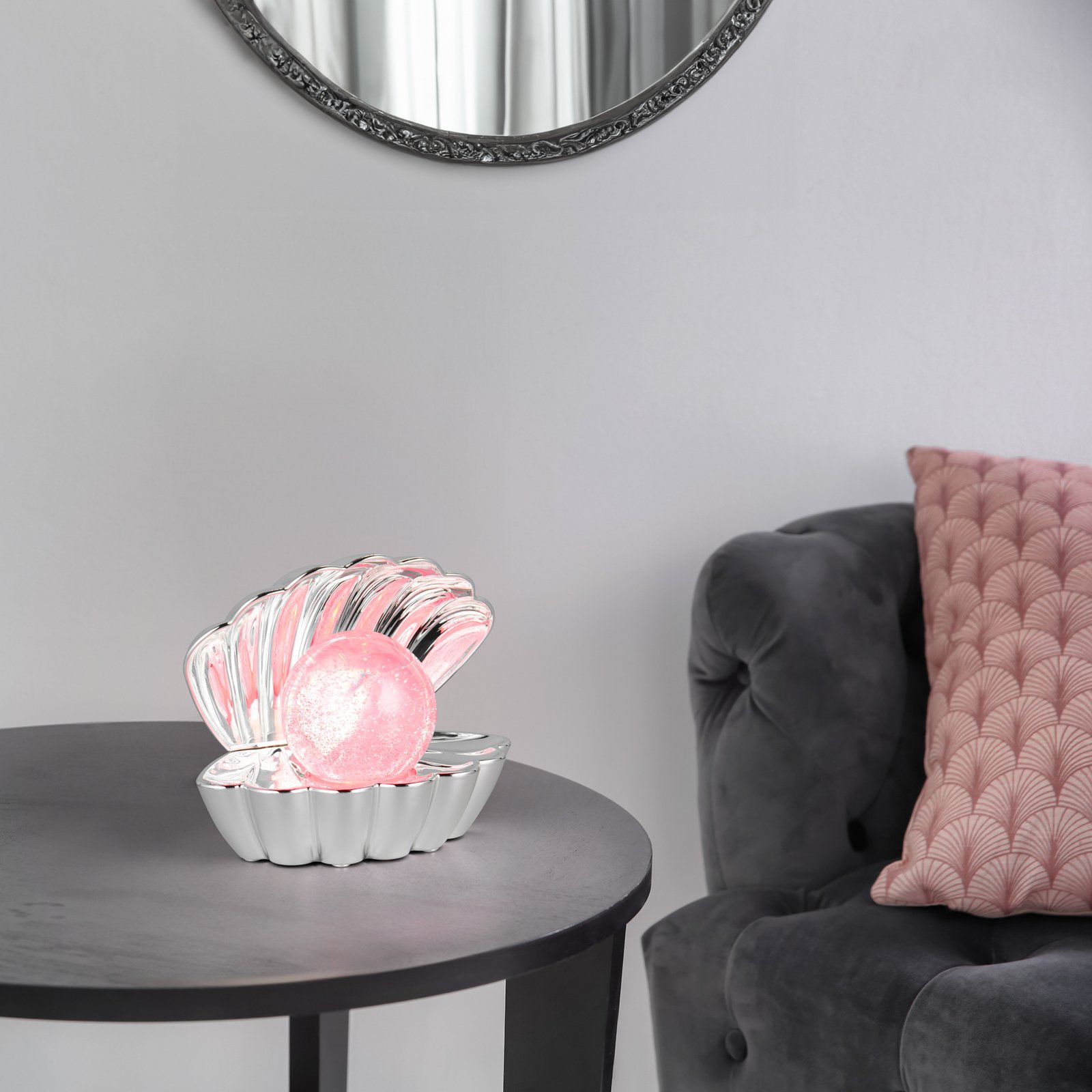 LED-bordlampe Shelly, kromfarget, plast, 18 cm, RGB