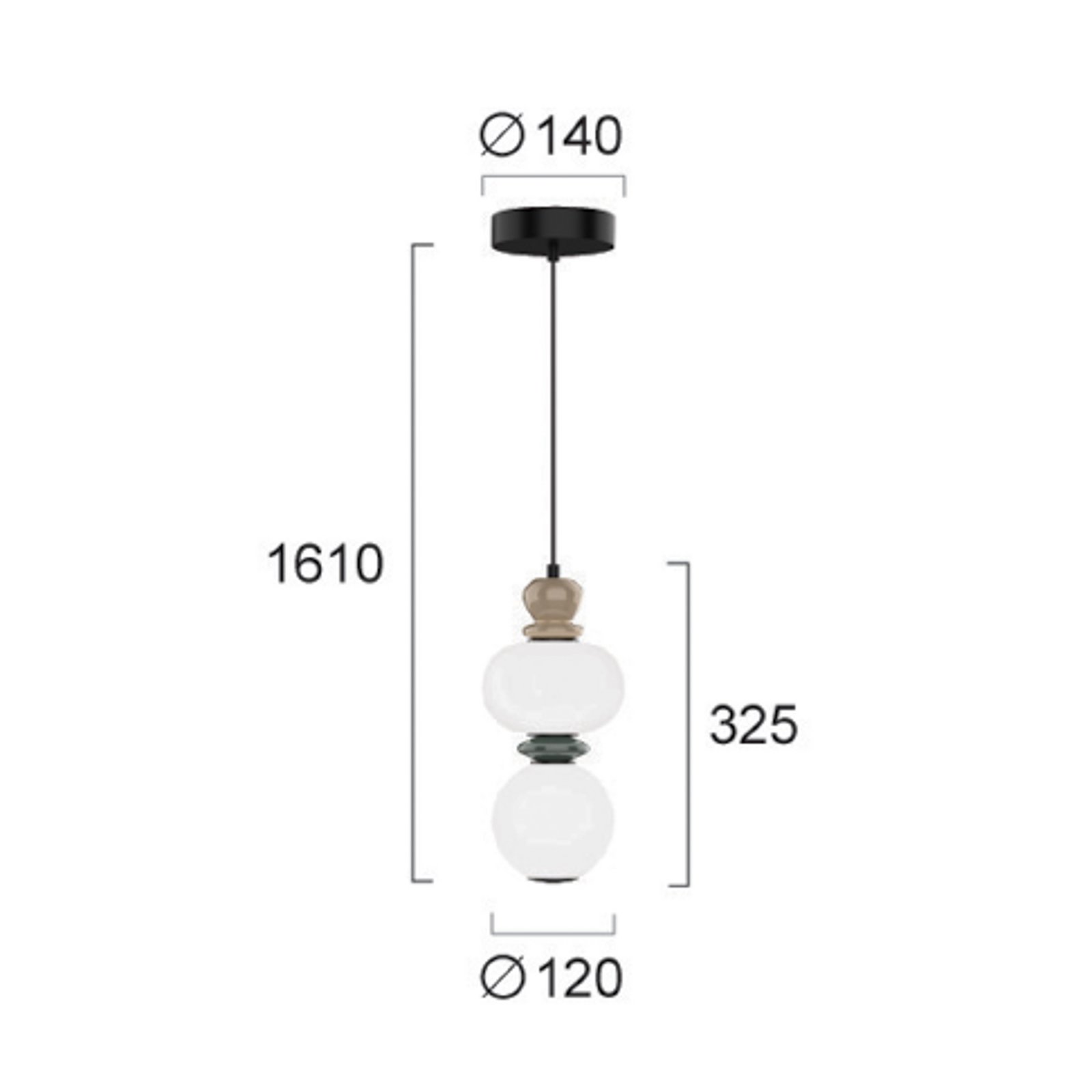 LED-Pendellampe Gemma, Höhe 32 cm, bunt, Glas/Keramik/Metall LED-Pendellampe Gemma, Höhe 32 cm, bunt, Glas/Keramik/Metall