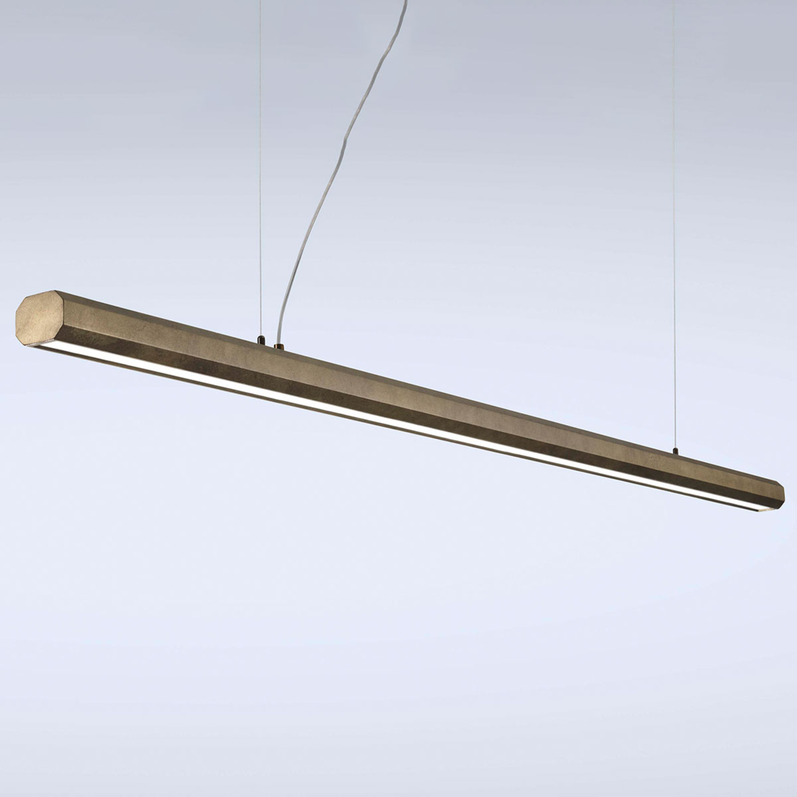 Luminária suspensa LED Materica viga 200 cm latão