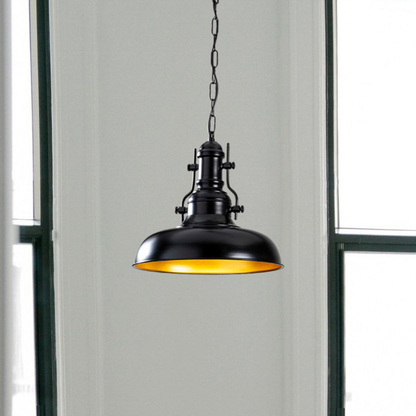 Opviq Berceste 200-S lampă suspendată Ø32cm negru / auriu - Camera de zi / sufragerie - negru auriu - Metal