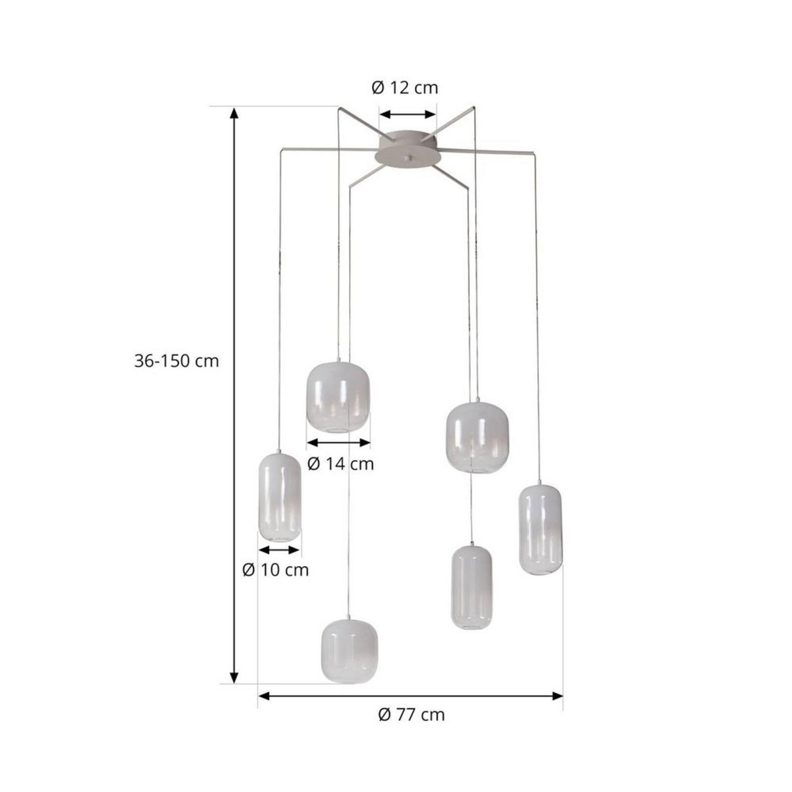 Avelina 6 LED Függőlámpa Fehér - Lucande