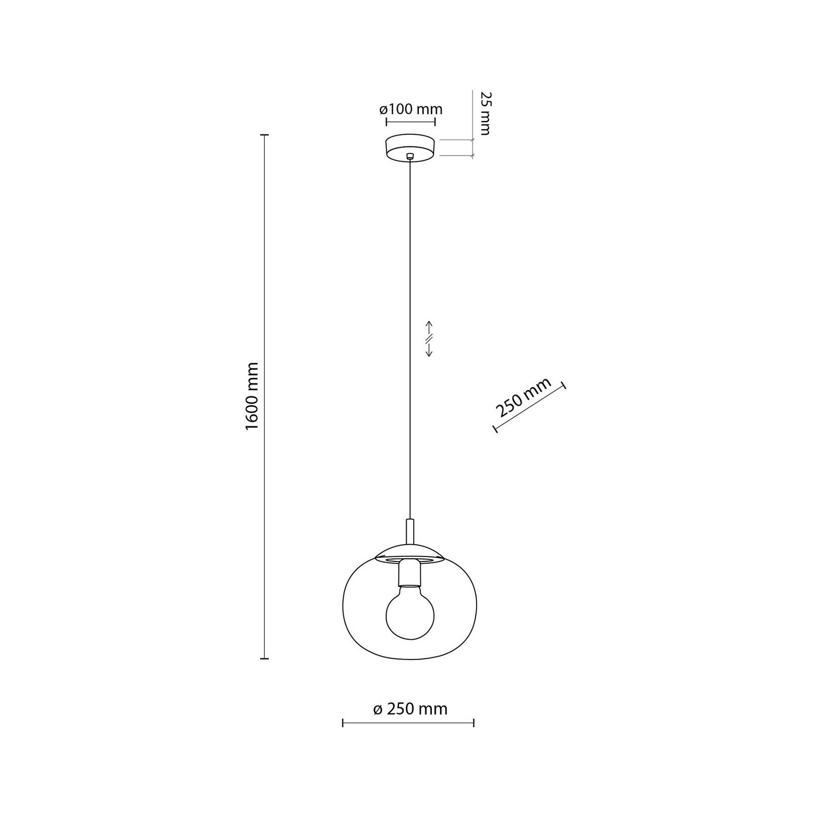 TK Lighting Vibe pendellampa klarglas Ø 25 cm