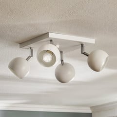 Faretto da soffitto Flame, bianco, 4 luci quadrato