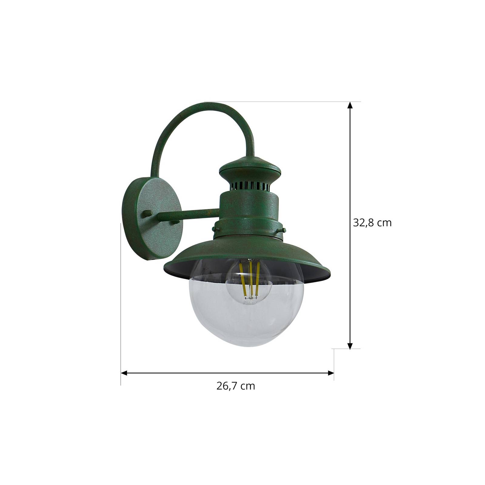 Zewnętrzny kinkiet Lindby Celinor, zielony, stal, Ø 15 cm