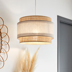 Lampa wisząca Milo, kolor pyla/naturalny, Ø 38 cm, rattan/tkanina
