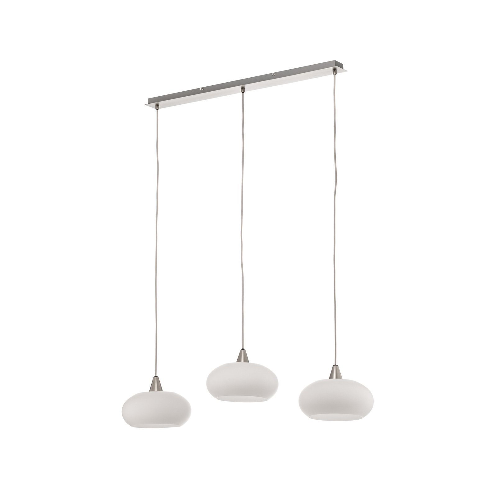 Lucande Hängeleuchte Sharvil, 3-flammig, weiß, Glas, 97cm