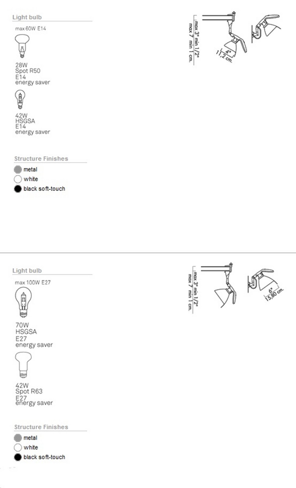 Fortebraccio Vägglampa Vit E14 - Luceplan