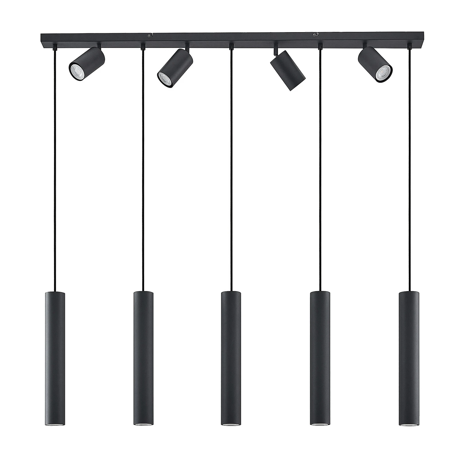 Lampă suspendată Lindby Sanad, 116 cm, 9 becuri, negru, GU10
