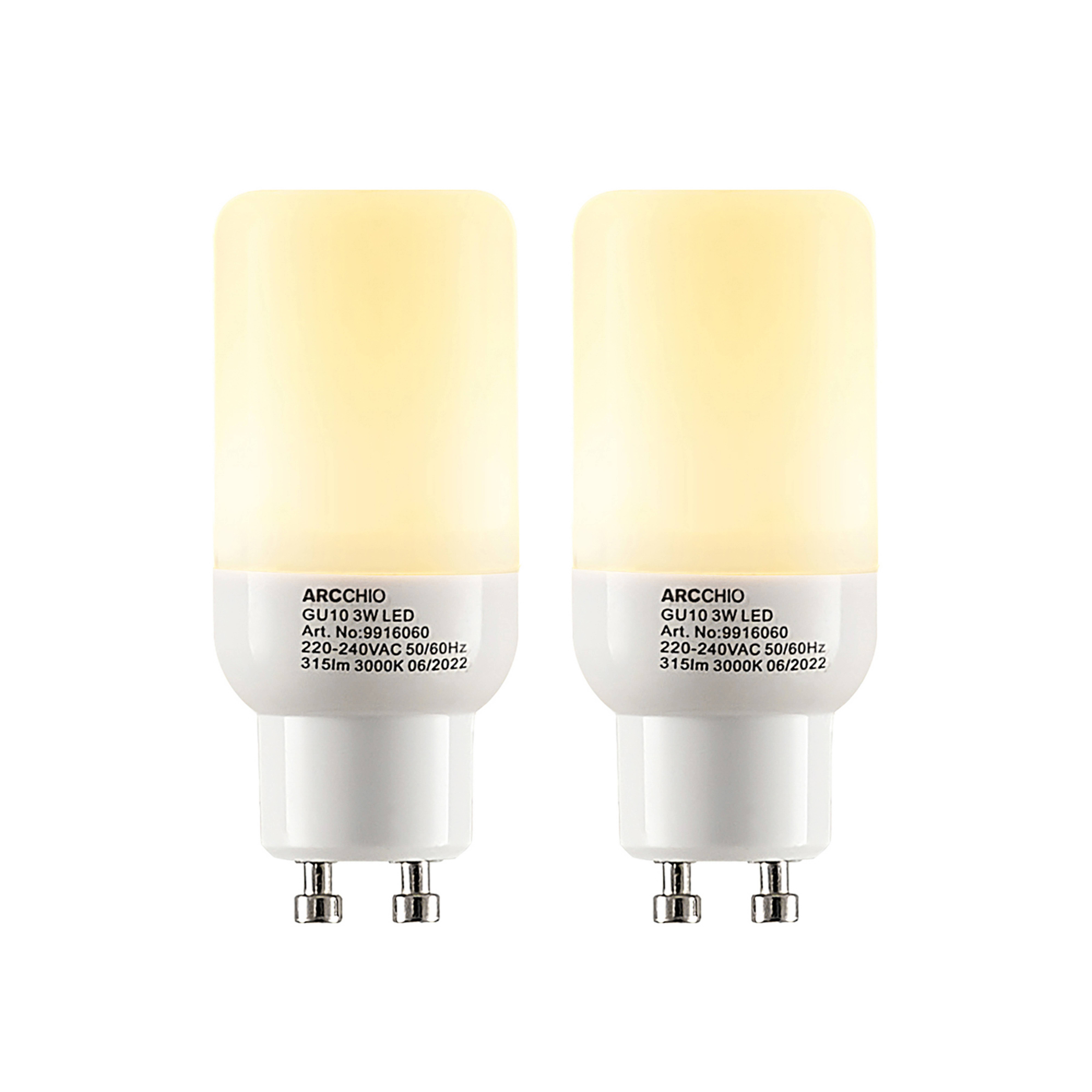 Arcchio LED-Röhrenlampe GU10 3W 3.000K 2er-Set