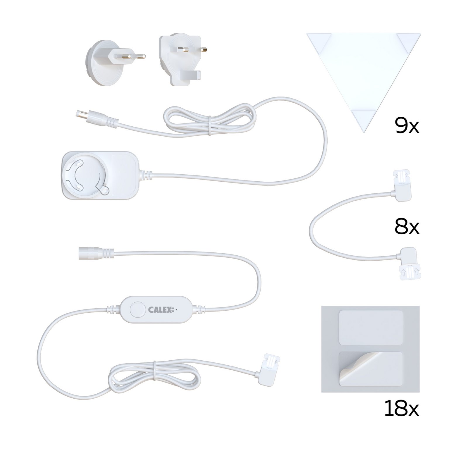 Applique murale LED intelligente Calex TRIANGLES, 9 pièces, RGBW, à intensité Applique murale LED intelligente Calex TRIANGLES, 9 pièces, RGBW, à intensité