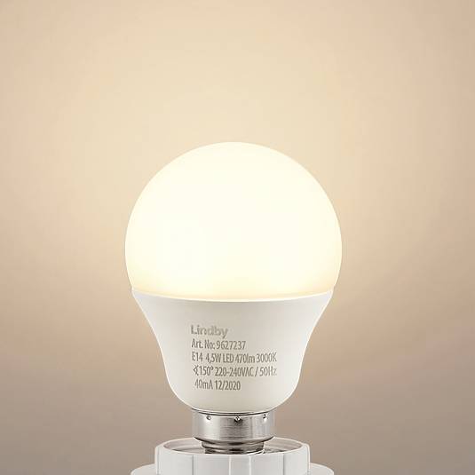 Lindby LED žárovka-kapka E14 G45 4,5W 3000K opál