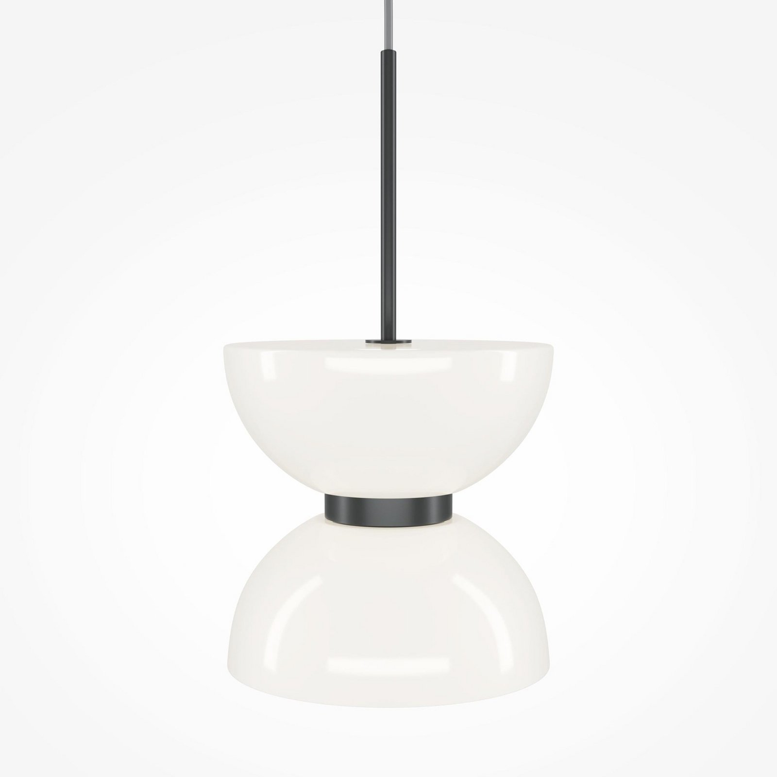 Maytoni LED-hengelampe Kyoto, svart/hvit, Ø 22 cm, glass